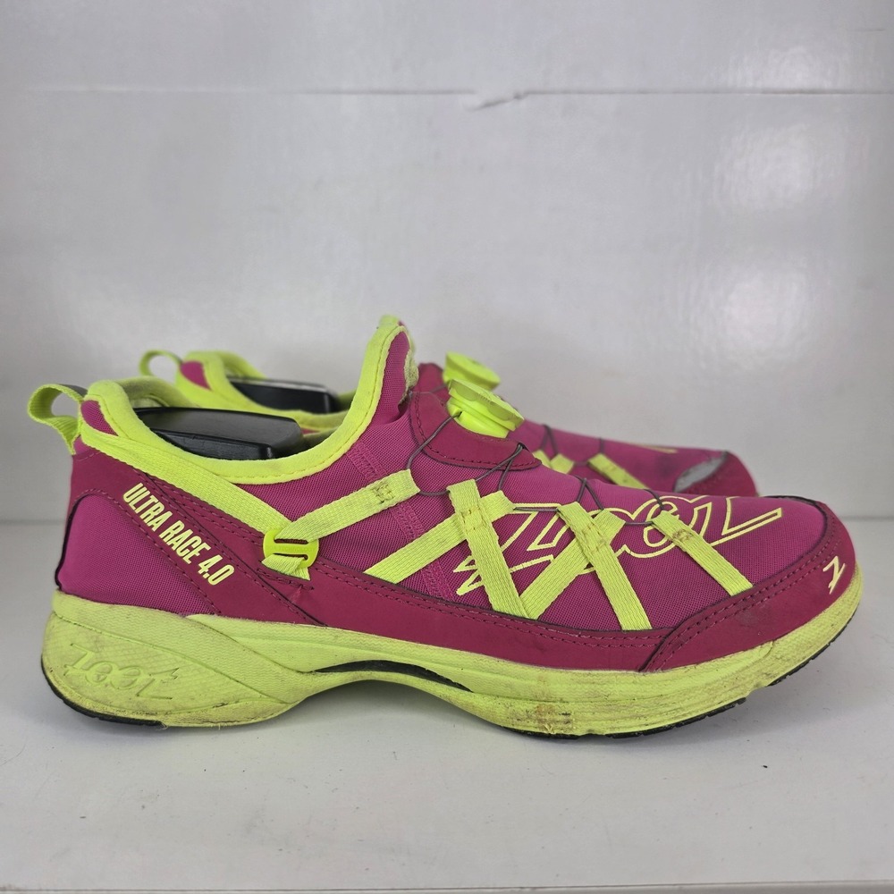 Zoot Ultra Race 4.0-Womens Sz 8.5 Dark pink/Neon Green-Running Shoes Boa Closure